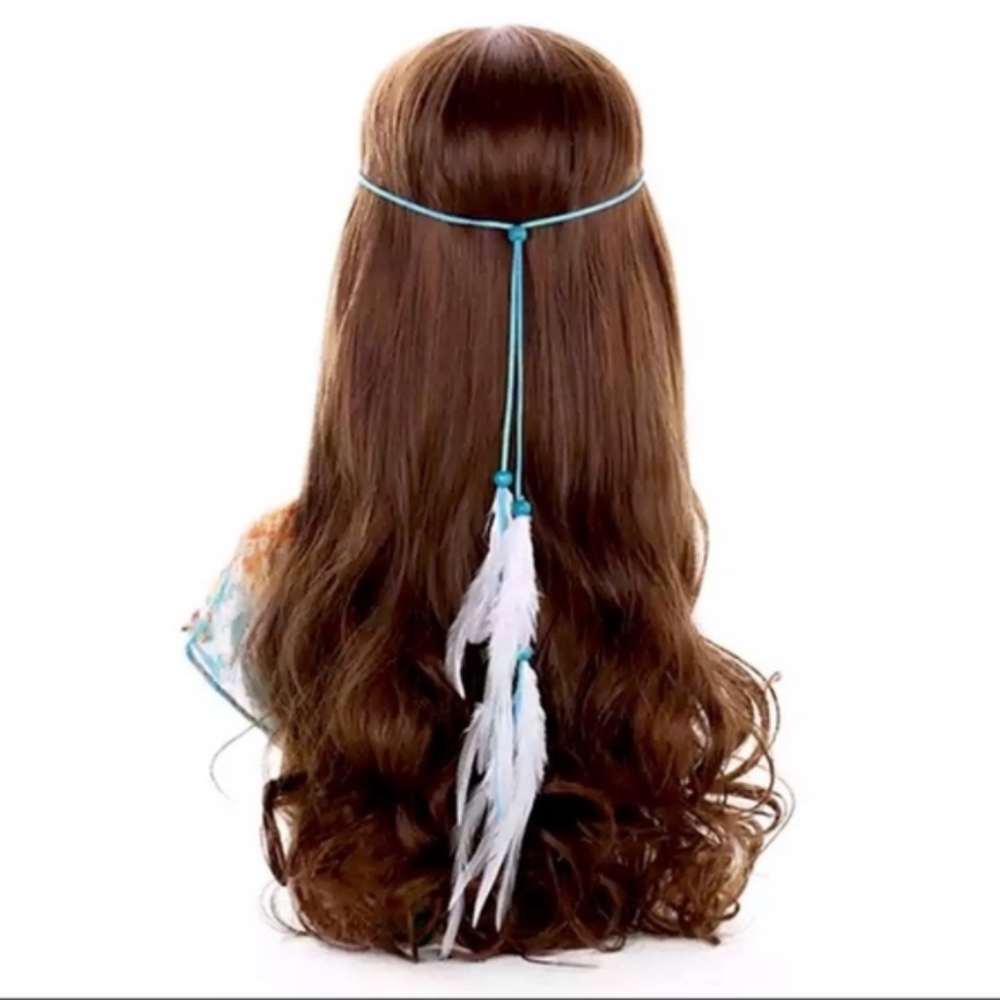 New bohemian festive headdress w feathers & beads